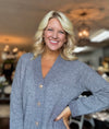 Grey Sweater Dress Cardigan with Gold Button Details