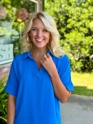 Bright Blue Collared Shirt