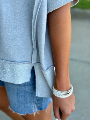 Grey Raw Edge Top