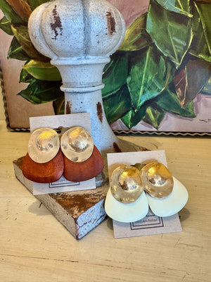 Wood & Gold Statement Earring