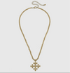 Wren Cross Ball Beaded Worn Gold Necklace