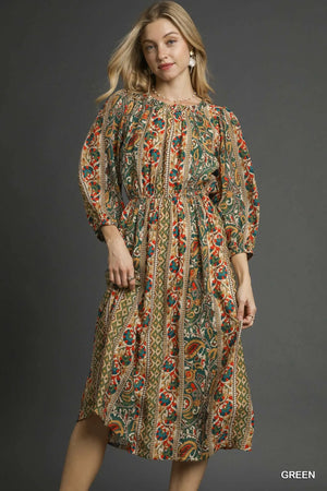 Boho Floral Midi Dress