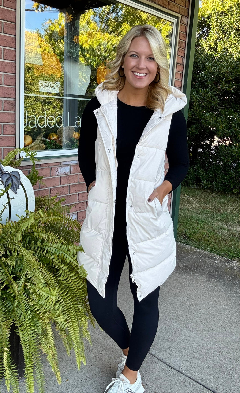 Ivory Puffer Long Vest