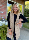 Camel Puffer Long Vest