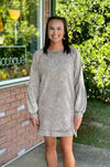 Mocha Washed Dress with Seam Details