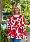 Floral Poppy Print Sweater with Slit Side Details