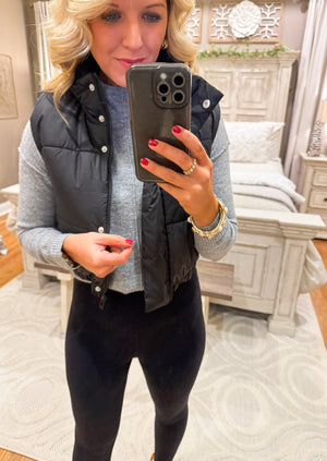 Black Cropped Puffer Vest