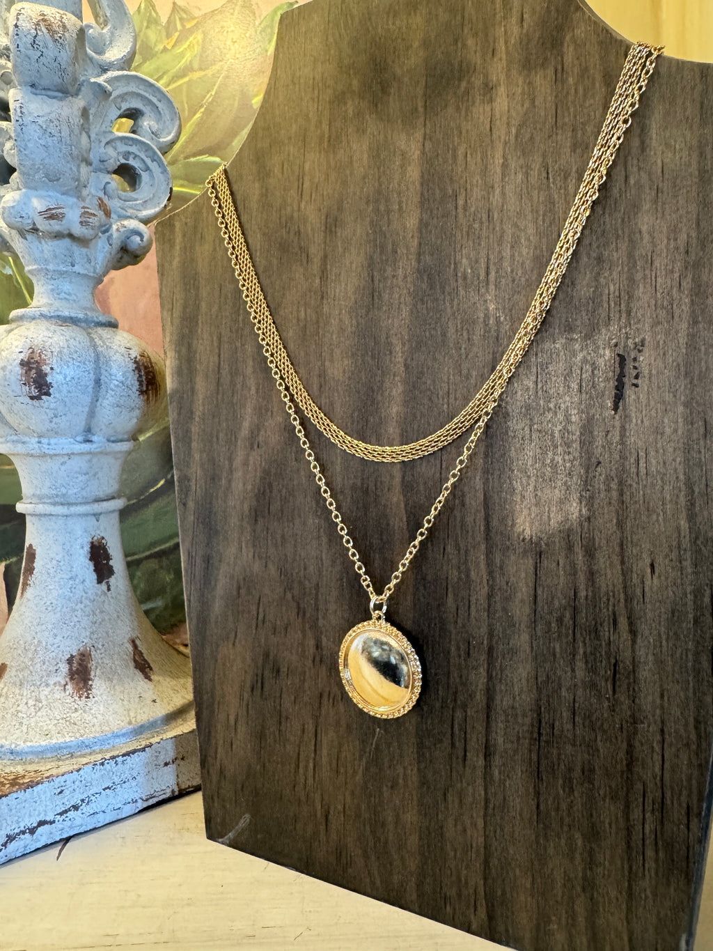 Gold Disc Layered Necklace