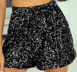 Sparkle Sequin Black Shorts