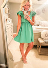 Green Scalloped Dress with Ruffle Strap