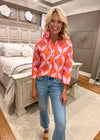 Printed Collared Shirt with Pearl Button Details