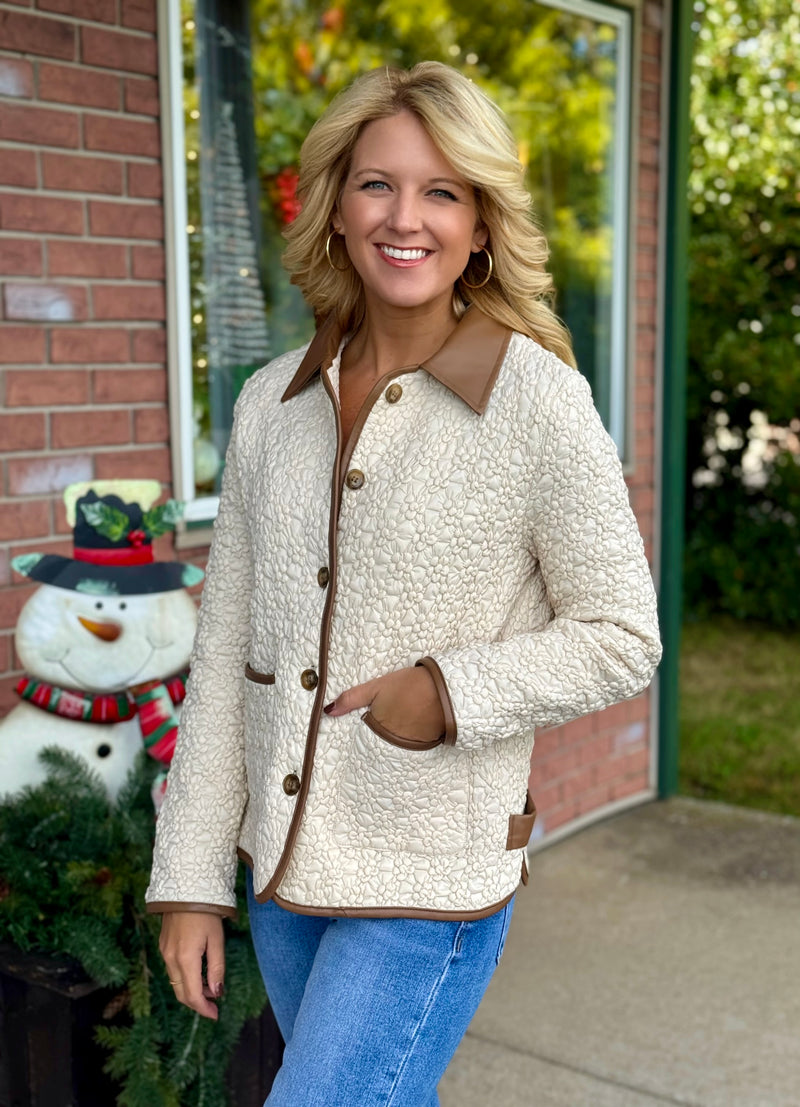 Quilted Jacket with Faux Leather Details