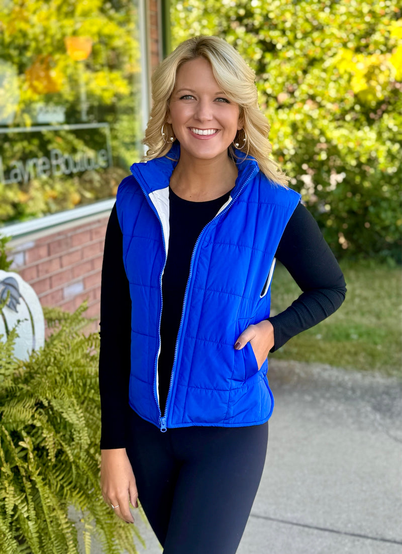Royal Blue & Cream Puffer Vest