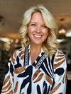 Brown & Black Mix Printed Top with Neckline Details
