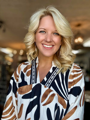 Brown & Black Mix Printed Top with Neckline Details