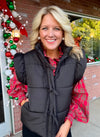 Black Puffer Vest with Bow Details