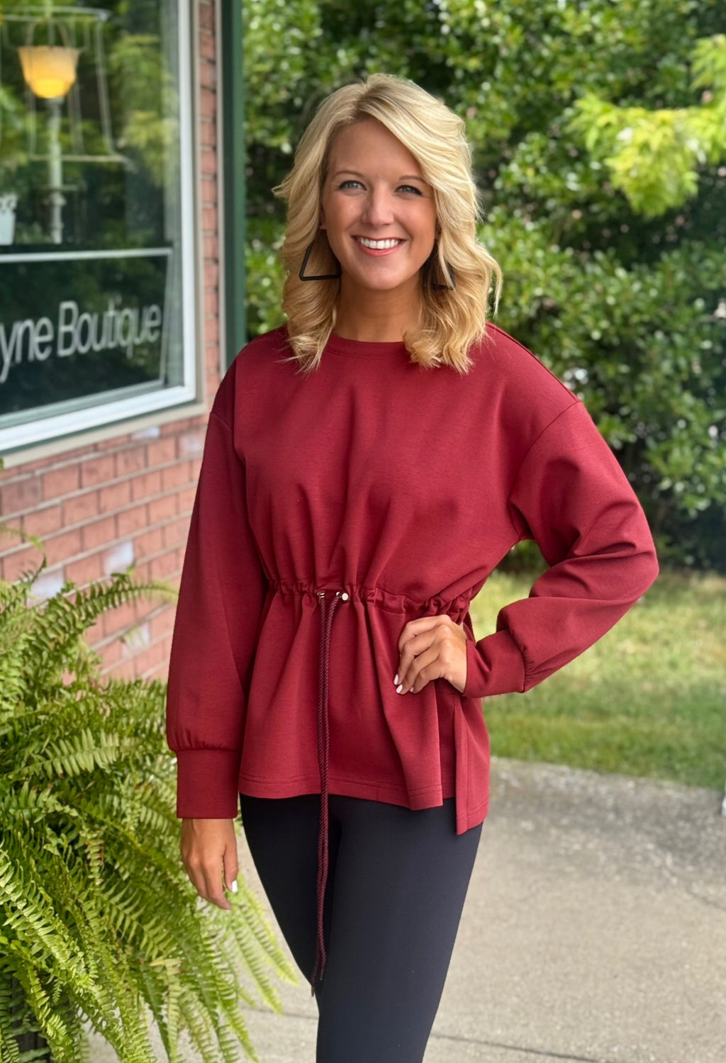 Maroon Cinched Tunic Top