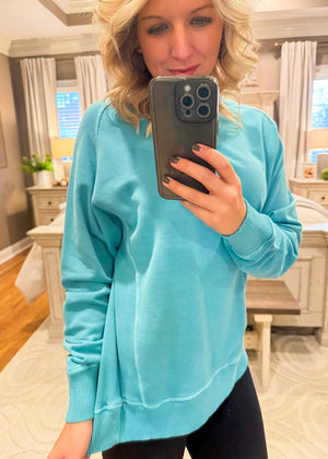 Turquoise French Terry Pullover