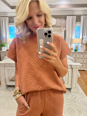 Flower Textured Top and Pant SET