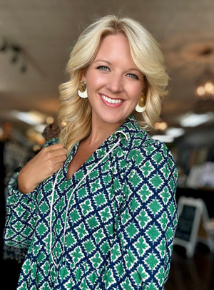 Printed Corduroy Ruffle Dress