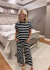 Navy & Cream Stripe Top & Pant Set