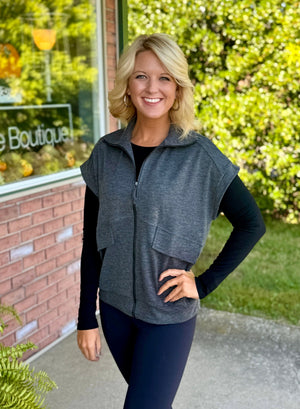 Grey Buttery Soft Vest Jacket