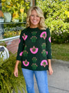 Hunter Green Printed Sweater