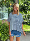 Navy & White Oversized Stripe Top