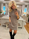 Mocha Turtleneck Ribbed Knit Dress