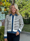 Denim & Stripe Cardigan Jacket