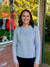 Heather Grey Sweater with Pleated Shoulder Detail