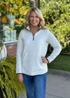 Quilted 1/4 Zip Pullover with Olive Piping Detail