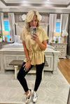 Drop Shoulder Top with Cinched Waist Detail