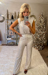 Champagne Sequin Pant & Muscle Top SET