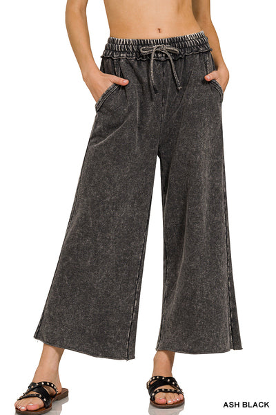 Washed French Terry Cropped Pant