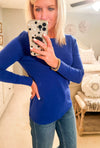 Royal Blue Sweater with Pin Tuck Line Details