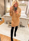 Camel Mock Neck Sweater Dress