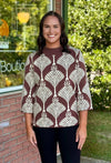 Brown Printed Mock Neck Sweater