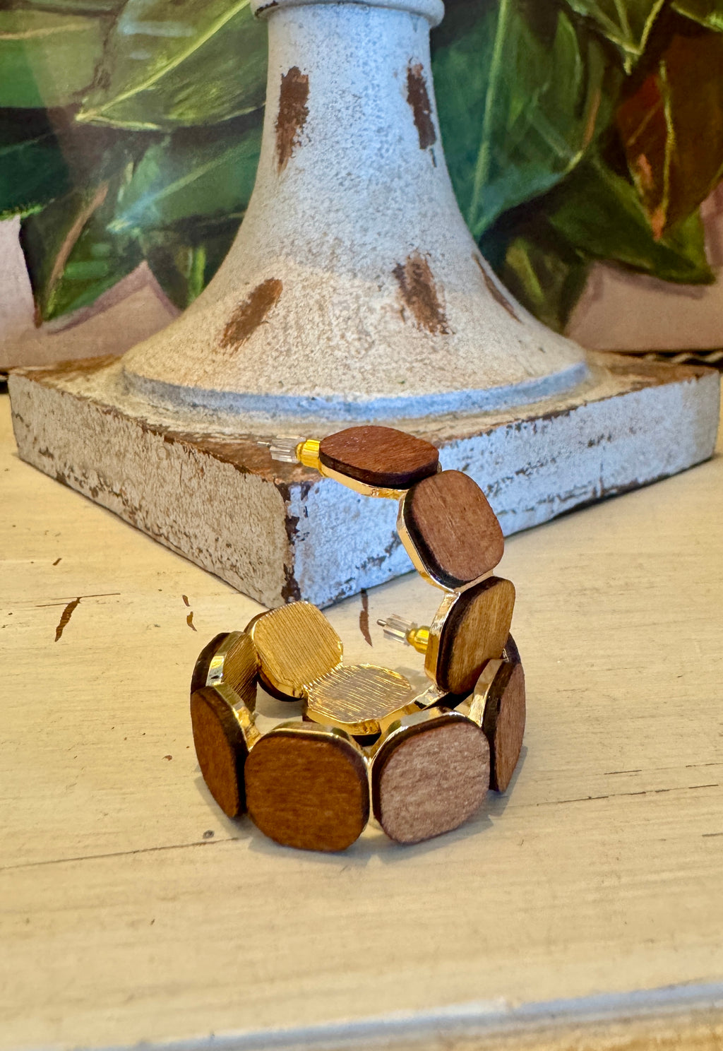 Square Wood Detailed Hoop