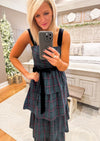 Plaid Tiered Ruffle Midi Dress