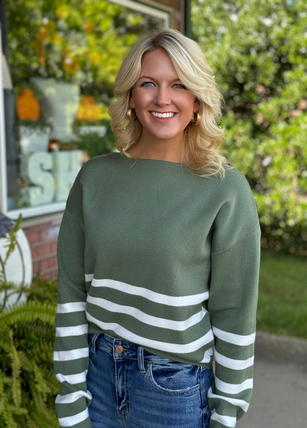 Olive Stripe Sweater