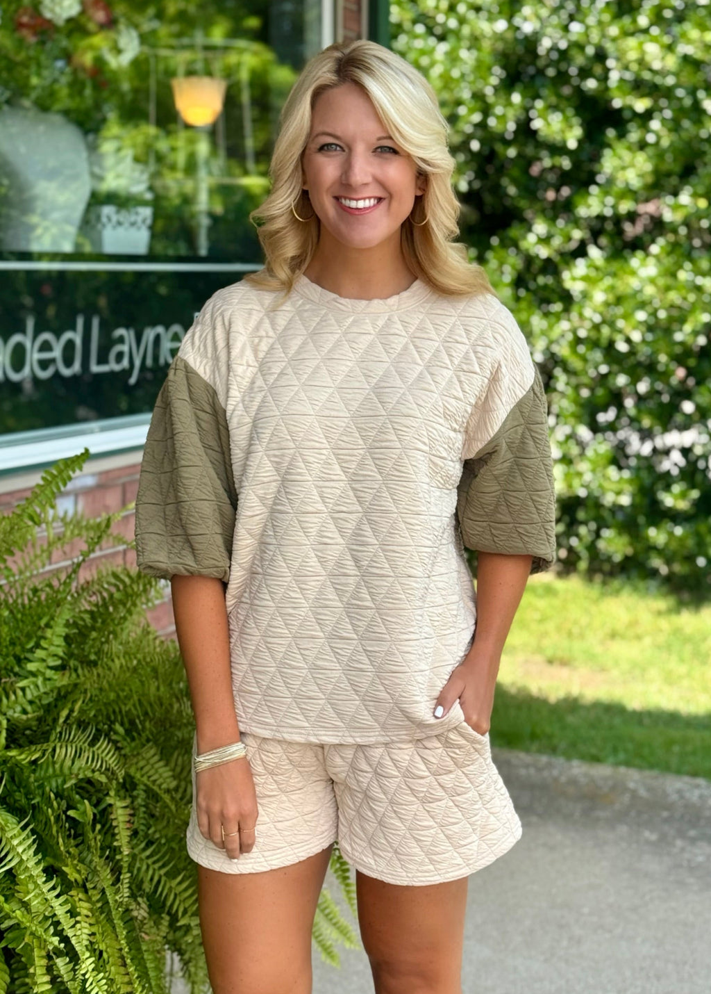 Quilted Cream & Olive SET