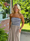 Strapless Stripe Mix Media Dress