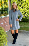 Grey Herringbone Shift Dress