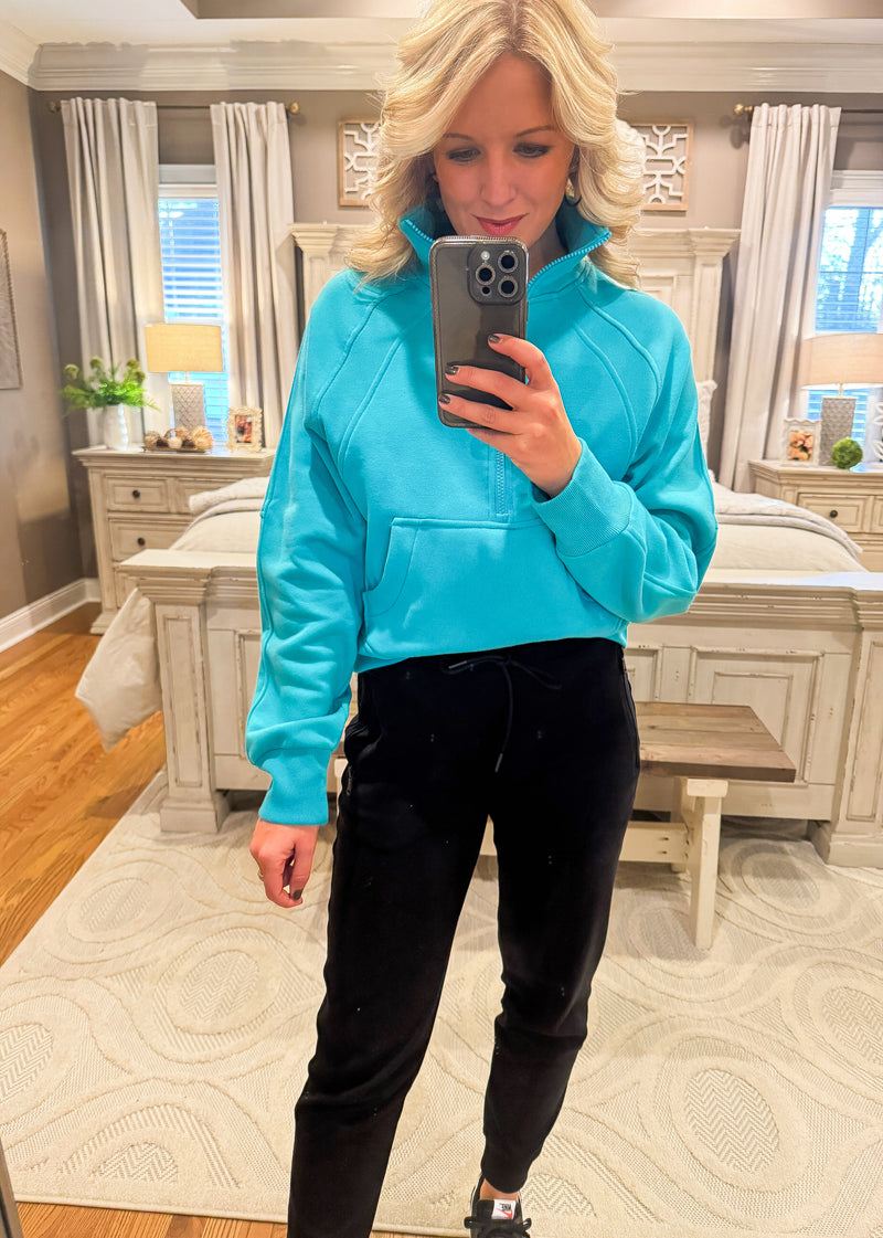 Turquoise 1/4 Zip Pullover