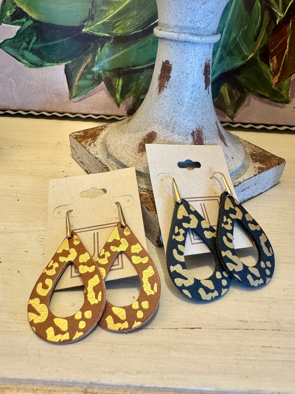 Cheetah Leather Earrings