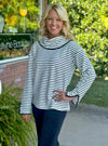 Stripe Ribbed Sweater with Blanket Stitch Detail