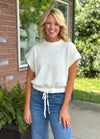 Waffle Knit S/S Drawstring Top