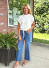 Waffle Knit S/S Drawstring Top