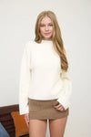 Cream Mock Neck Sweater with Pocket Detail